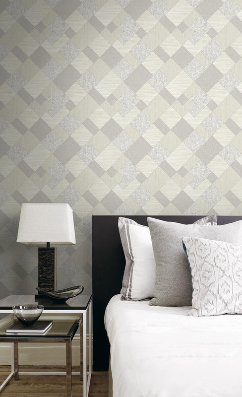 media image for Geometric Icons Wallpaper in Grey 253