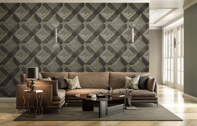 product image for Wood Tiles Wallpaper in Grey & Black 73