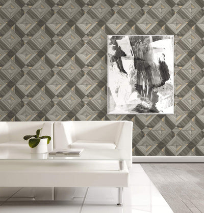 product image for Wood Tiles Wallpaper in Grey & Black 16