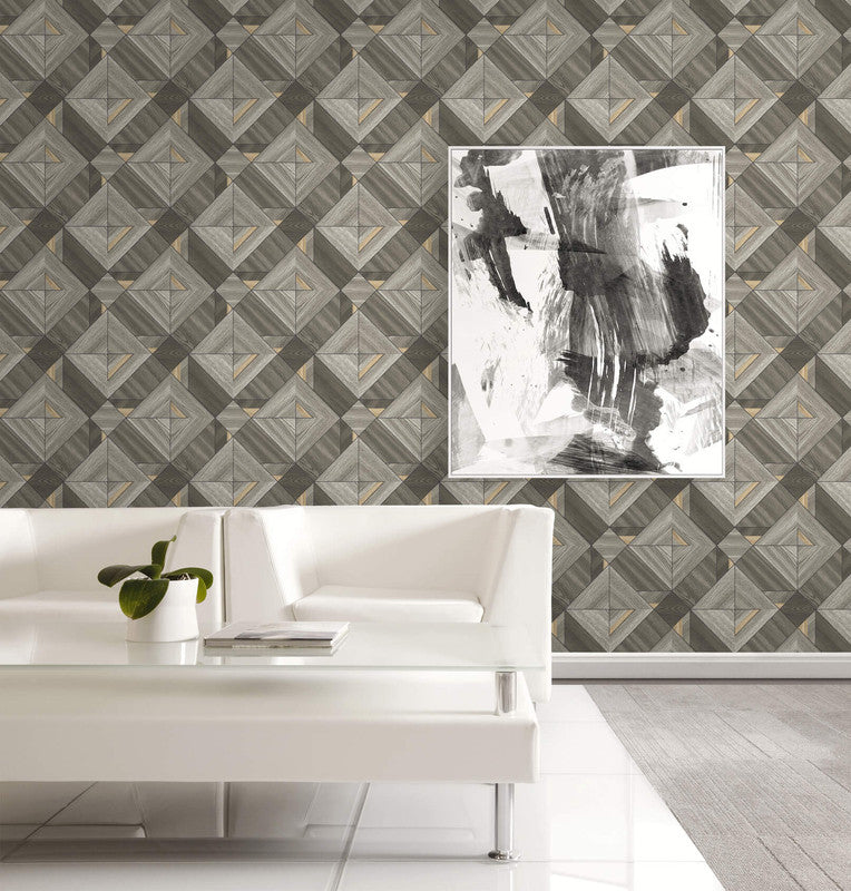 media image for Wood Tiles Wallpaper in Grey & Black 23