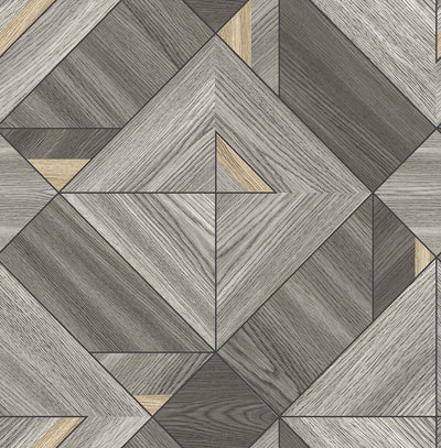 product image of Sample Wood Tiles Wallpaper in Grey & Black 596