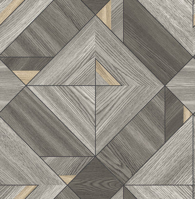 product image of Wood Tiles Wallpaper in Grey & Black 50