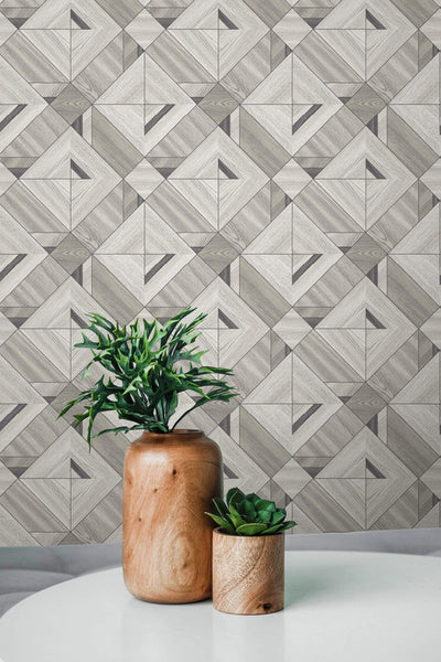 product image for Wood Tiles Wallpaper in Soft Grey  67