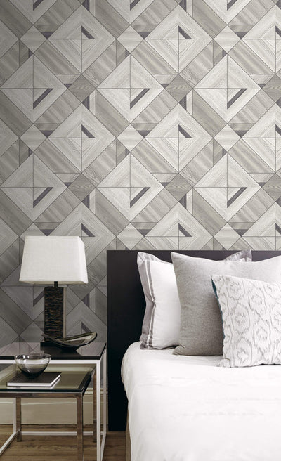 product image for Wood Tiles Wallpaper in Soft Grey  78