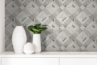 product image for Wood Tiles Wallpaper in Soft Grey  54