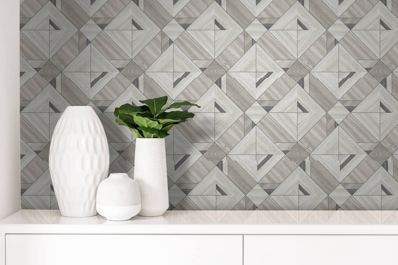 media image for Wood Tiles Wallpaper in Soft Grey  271