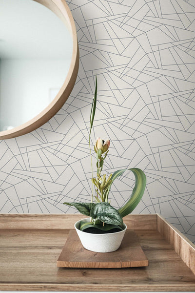 product image for Geometric Triangles Wallpaper in Off-White & Grey 8