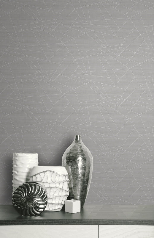 media image for Geometric Triangles Wallpaper in Grey 258