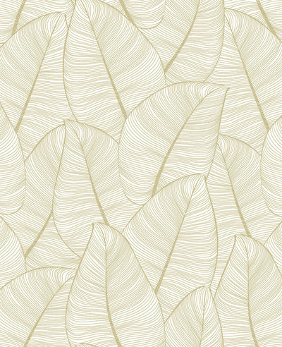 product image for Metallic Leaf Wallpaper in Gold & White 84