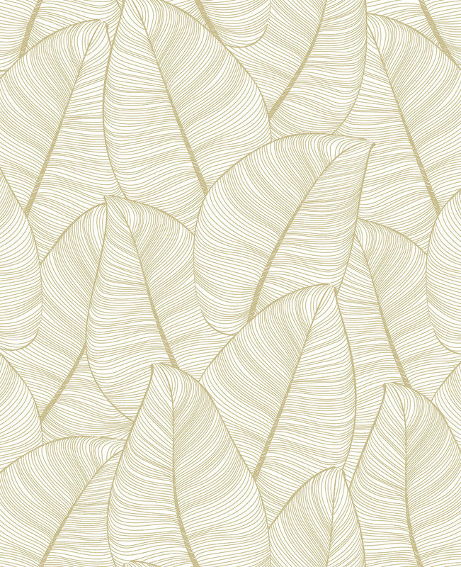 media image for Metallic Leaf Wallpaper in Gold & White 214