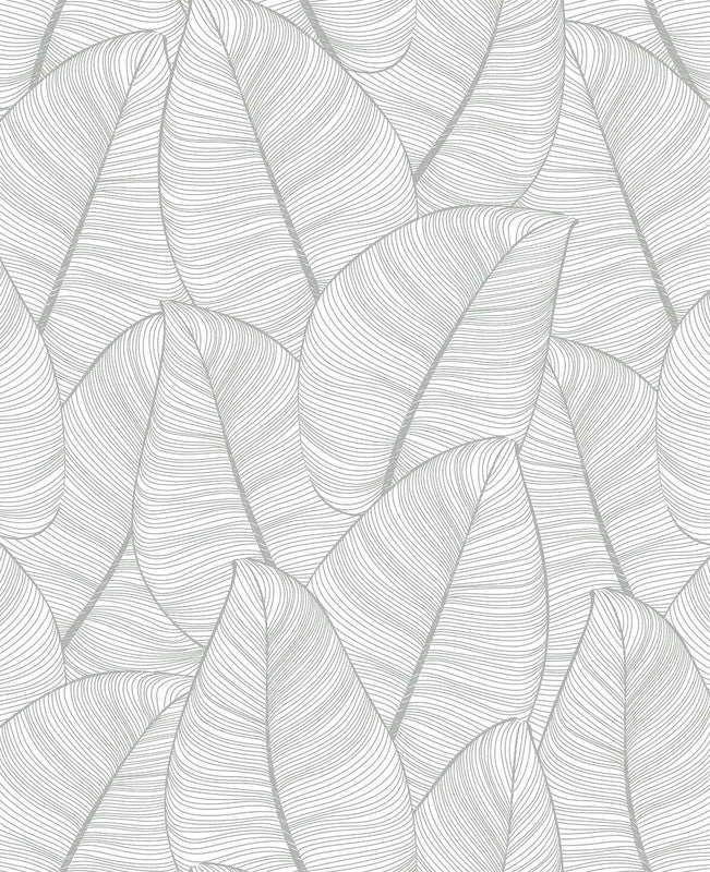 media image for Metallic Leaf Wallpaper in Grey & White 295