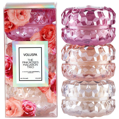 product image of Roses Macaron Trio 3 Macaron Candle Gift Set 519