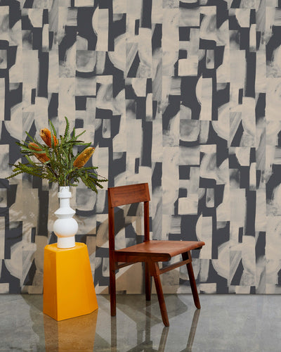 product image for agolise wallpaper in white tea on charcoal by thatcher studio 2 83