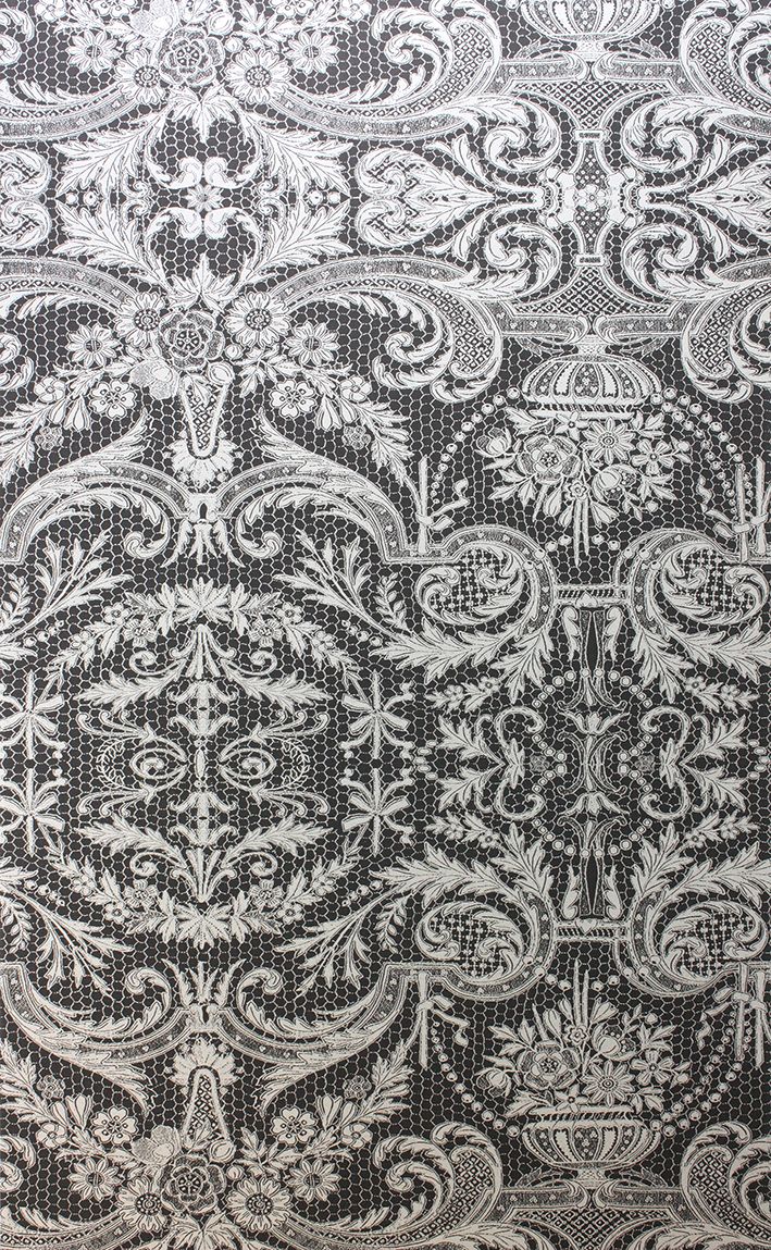 media image for Orangery Lace Wallpaper in black and gray from the Belvoir Collection by Matthew Williamson 218