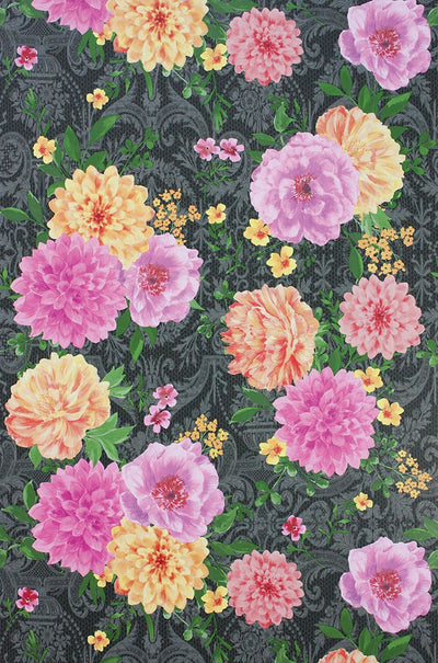 product image for Duchess Garden Wallpaper in multi color on charcoal background by Matthew Williamson 60