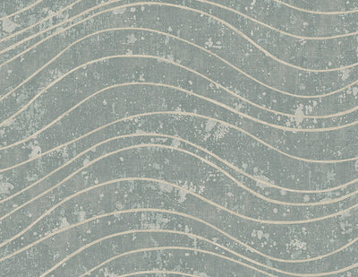 product image of Waves Effect Wallpaper in Green & Beige 548