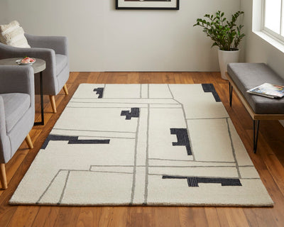 product image for ardon architectural mid century modern hand tufted ivory black rug by bd fine mgrr8902ivyblkh00 8 30