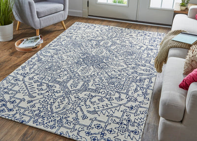 product image for Natal Hand-Tufted Medallion Ivory/Navy Rug 6 22