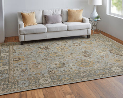 product image for Aleska Oriental Blue/Gold/Gray Rug 9 14